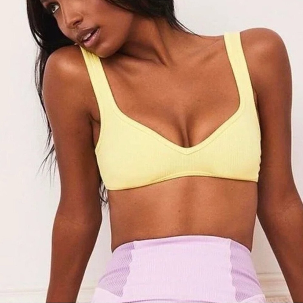 For love & lemons NWT Yellow Ribbed Bralette XXS